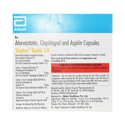 Stator Gold 10mg Strip Of 15 Capsules