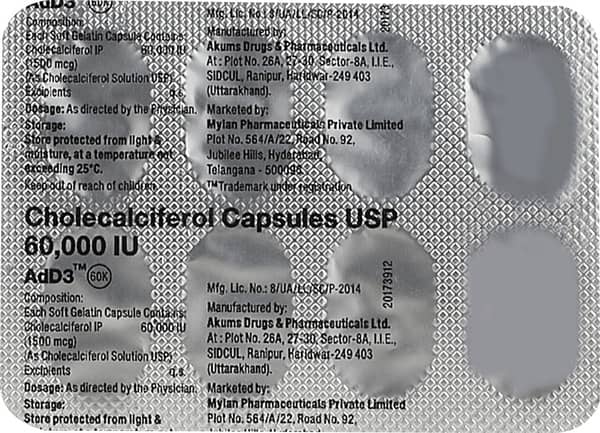 Add3 60000iu Strip Of 8 Capsules