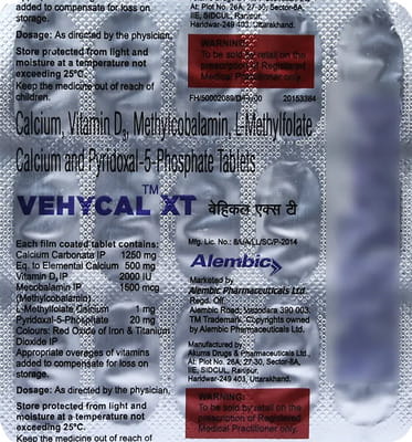 Vehycal Xt Strip Of 15 Tablets