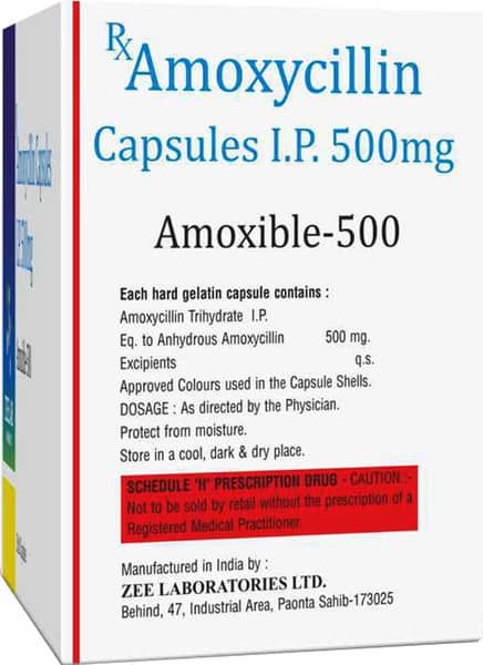 Amoxible 500mg Strip Of 10 Capsules